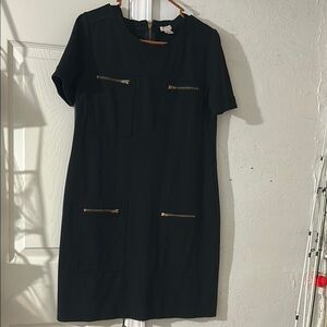 J. Crew Black and Gold Sheath Mini Dress